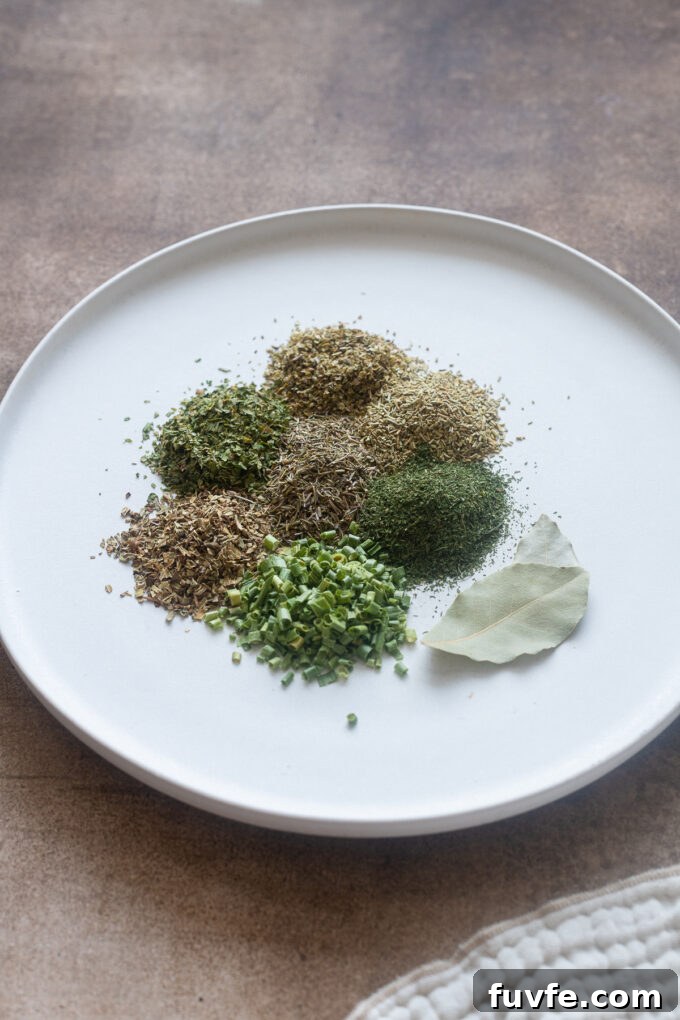 Common dried herbs for essential spice guide.