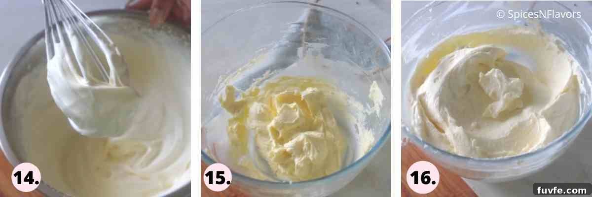 Eggless Tiramisu Recipe with Homemade Ladyfingers 7 collage of steps showing how to make whipped mascarpone cheese