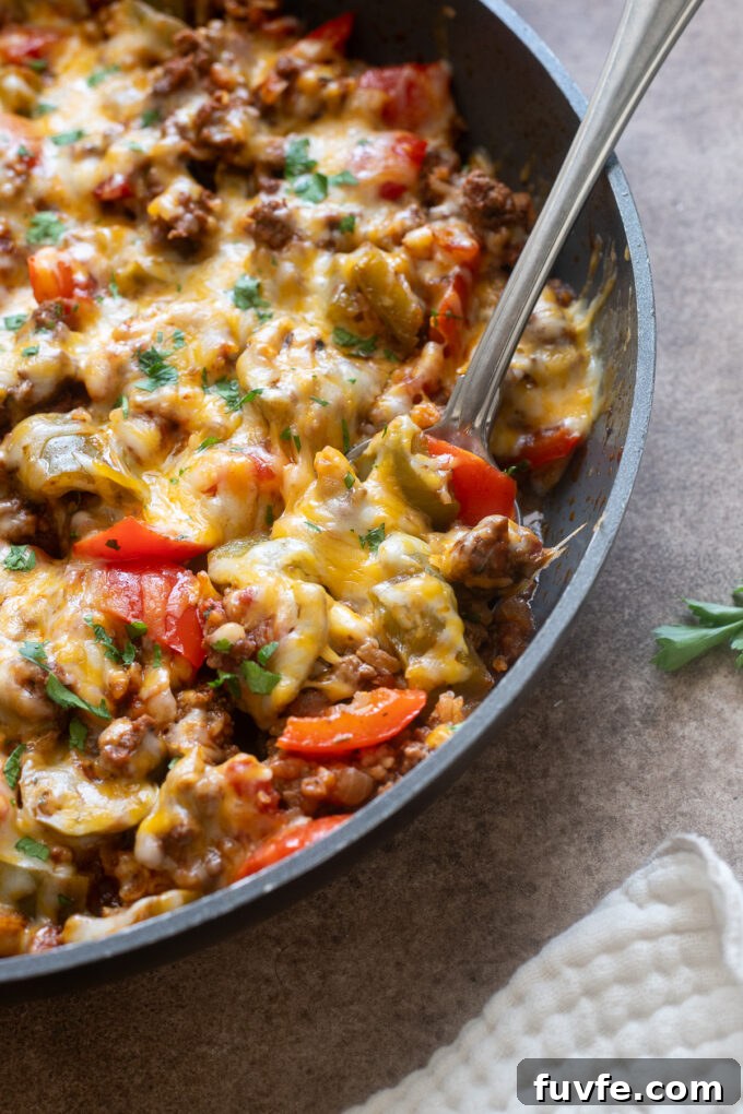 Stuffed pepper casserole with rice.