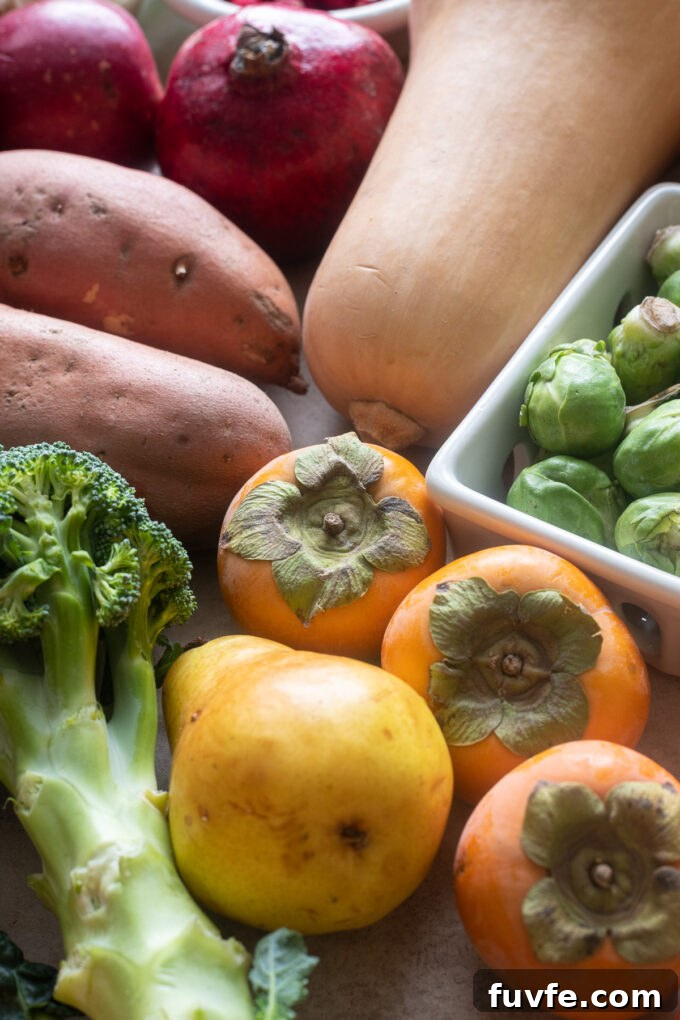 Fruits and vegetables in season in November.
