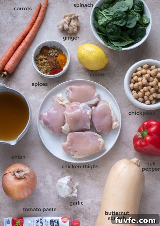 Chicken moroccan soup recipe ingredients.