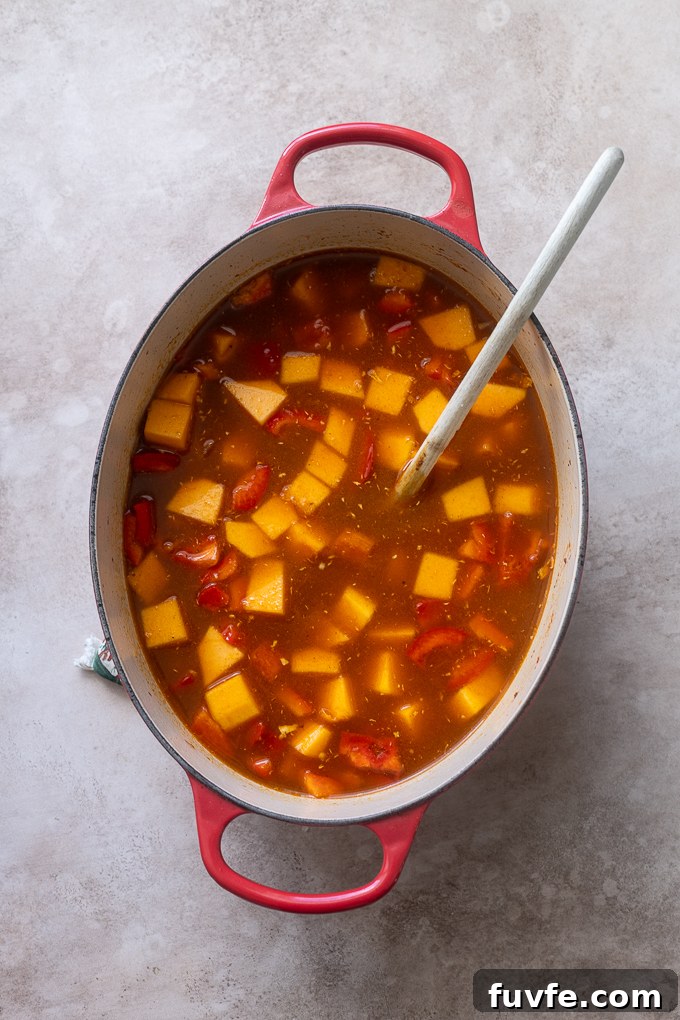 Moroccan soup with chickpeas before cooking.