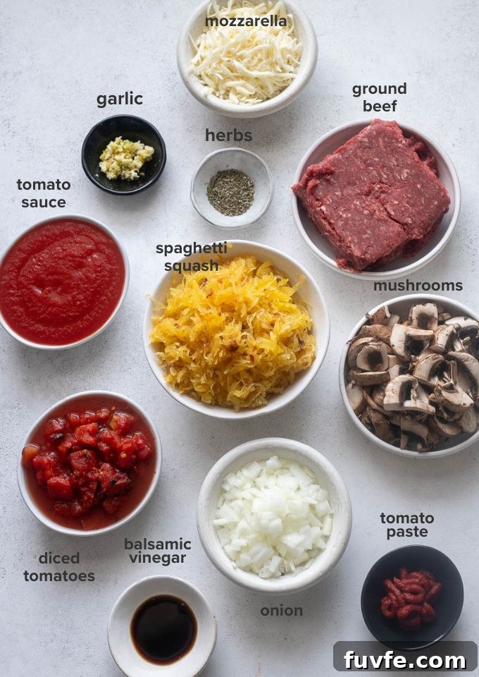 Spaghetti squash casserole recipe ingredients.
