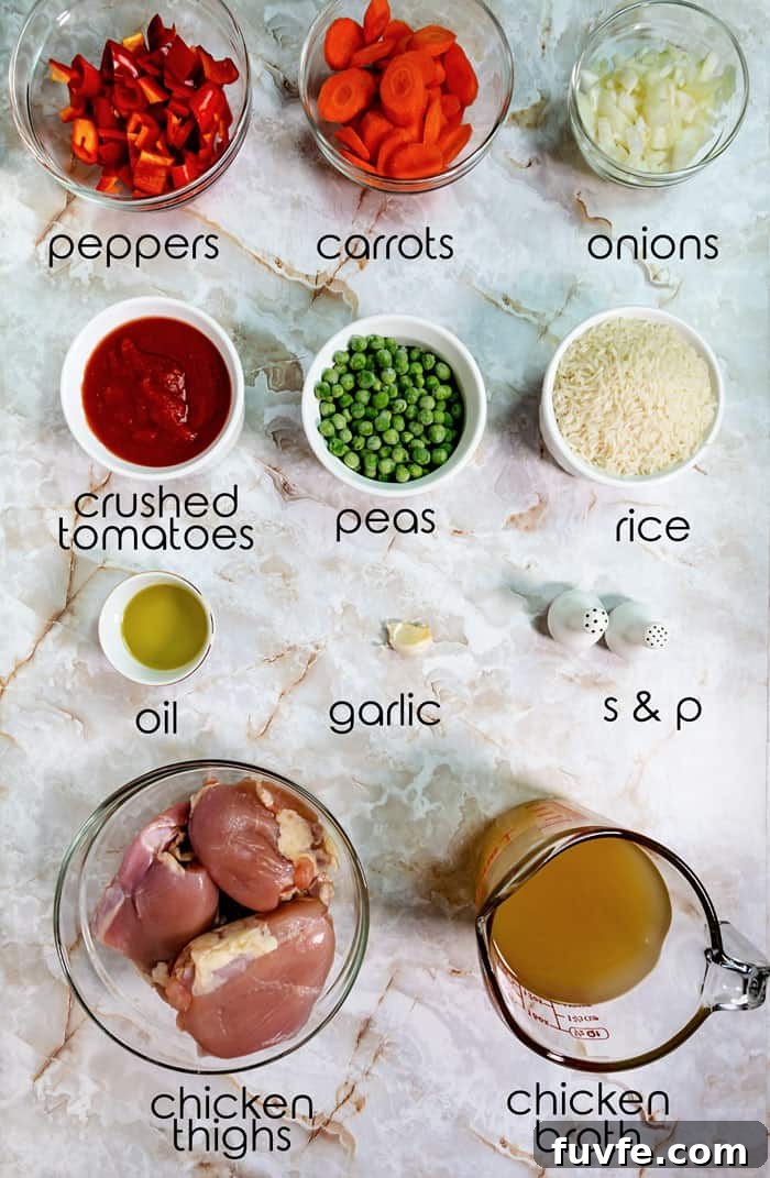 One-Pan Chicken and Rice with Garden Vegetables 3 Ingredients for chicken rice dinner