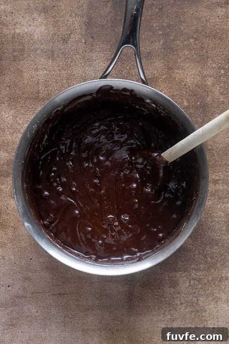 Finished cocoa brownie batter in pot.