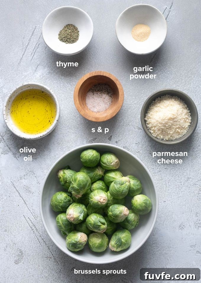 Smashed brussels sprouts recipe ingredients.