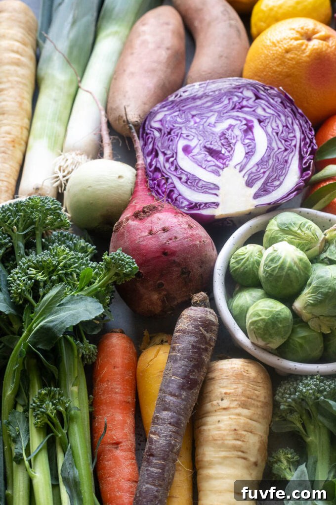 Winter fruits and vegetables like beets, citrus, carrots and more.