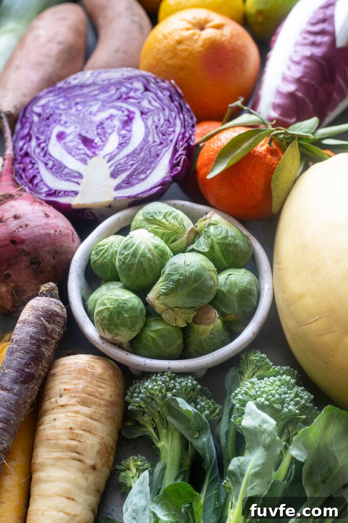 Fruits and vegetables in season in February.