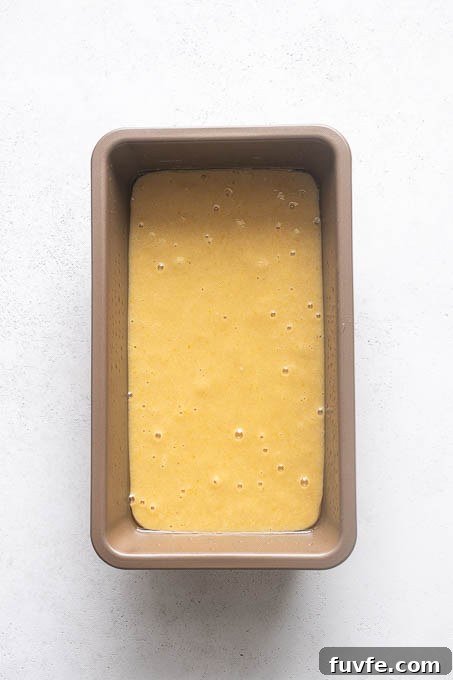 Unbaked almond flour lemon loaf cake.