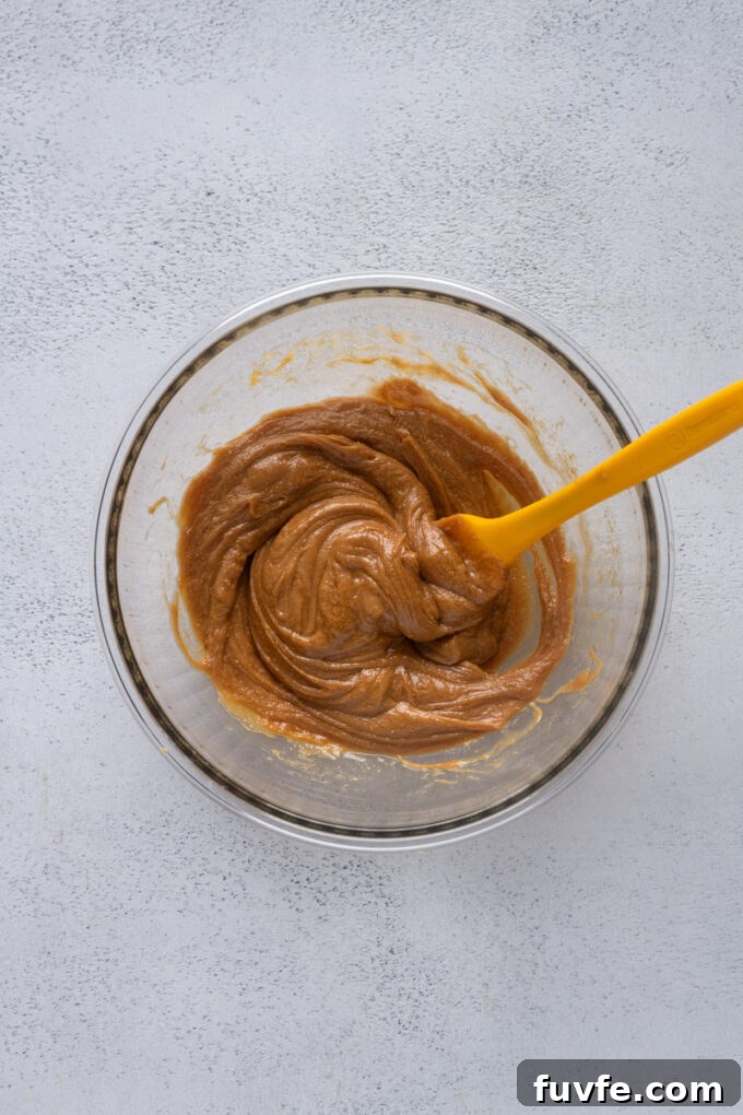 No-Bake Peanut Butter Protein Balls Recipe 5 Peanut butter protein balls wet ingredients in bowl.