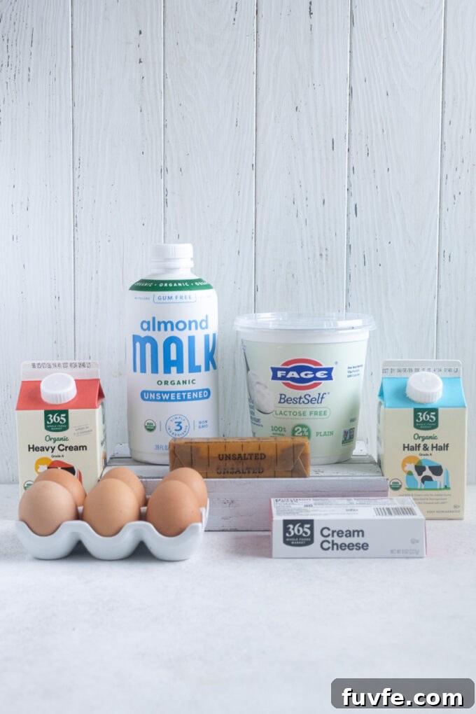 Refrigerator staples including milk, eggs, butter, Greek yogurt and more.