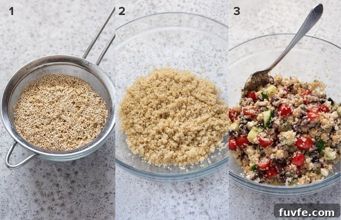 How to make Greek quinoa salad collage