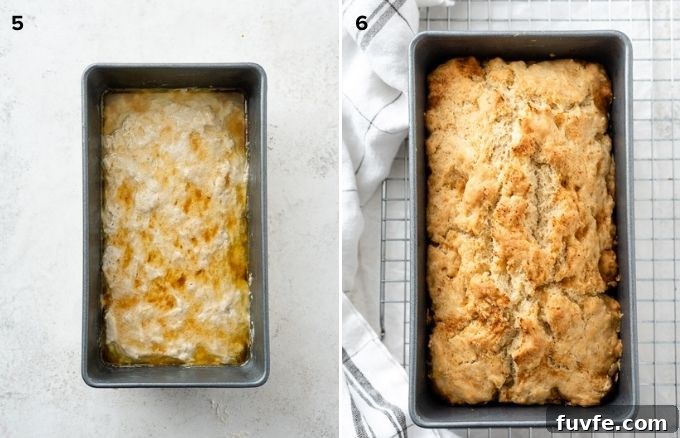 Brown-Butter Maple Beer Bread Recipe 7 Beer bread before and after baking