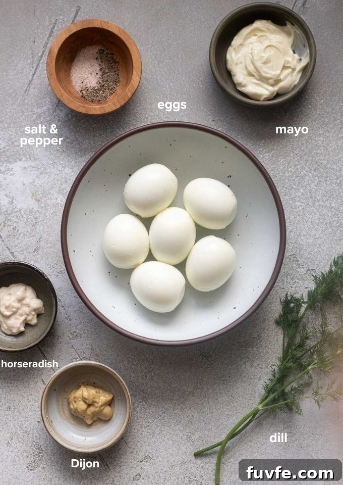 Egg salad with dill recipe ingredients.