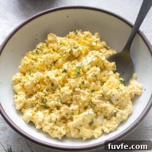 Egg salad with dill in a bowl.