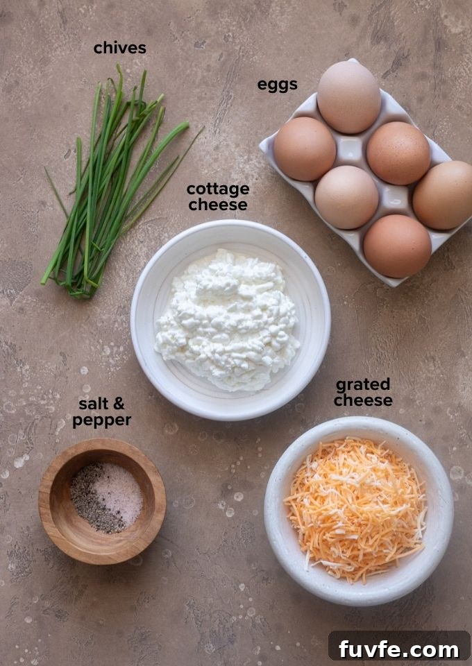 Ingredients for egg bites with cottage cheese.
