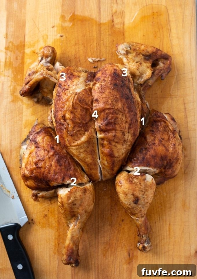 How to carve a spatchcock chicken diagram