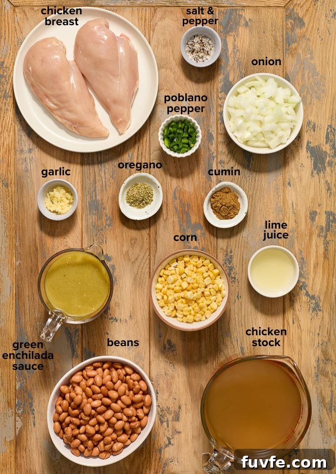 Slow Cooker Chicken Enchilada Verde Soup 4 Green chicken enchilada soup recipe ingredients.