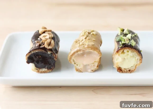 Chocolate, maple, and vanilla éclairs // FoodNouveau.com
