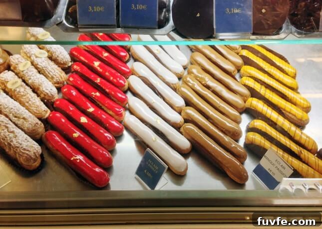 Stohrer's elegant éclair display in Paris // FoodNouveau.com