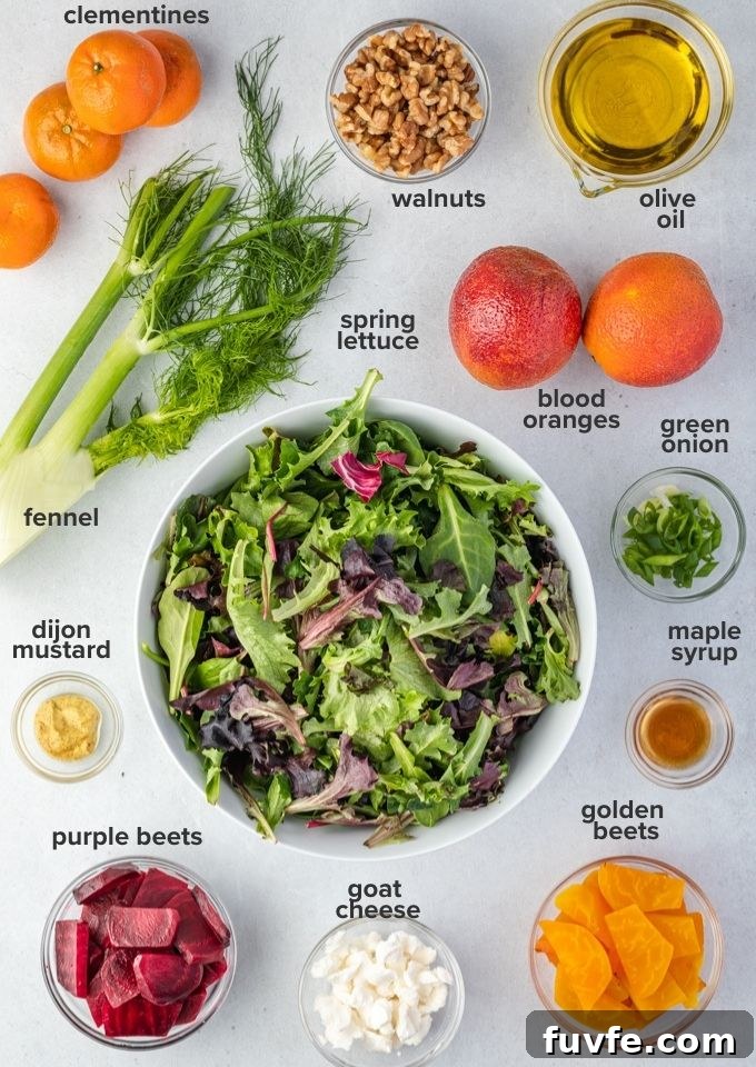 Roasted beet salad ingredients