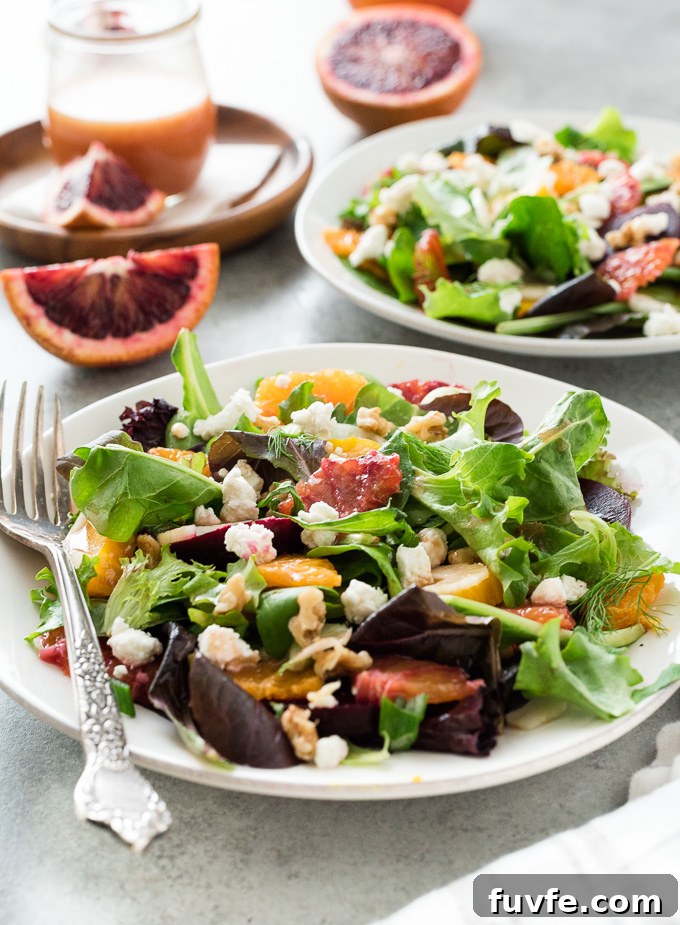 Roasted beet salad with goat cheese with blood orange dressing