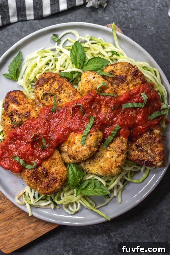 Whole30 Chicken Parm served Served Whole30 chicken parm