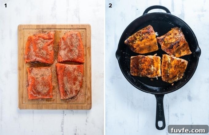 Pan-Seared Cajun Blackened Salmon Recipe 5 How to make blackened salmon collage