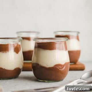 Creamy Chocolate Vanilla Vegan Pudding Cups 7 Vegan Chocolate Vanilla Pudding Cups made with rich chocolate cocoa powder, coconut milk, almond milk, maple syrup, and pure vanilla extract. An easy gluten-free, dairy-free pudding recipe!