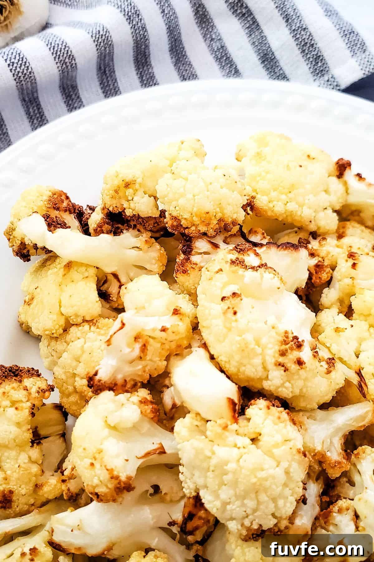 Crispy Air-Fried Cauliflower Recipes for Every Meal 6 A close up on the finished side dish.
