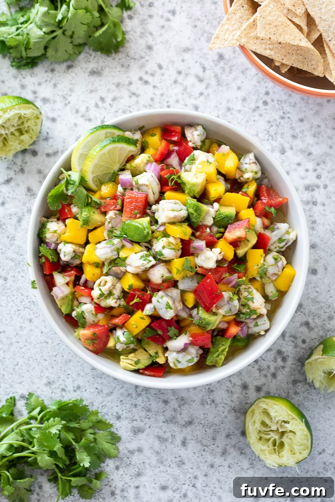 Shrimp ceviche with limes and cilantro