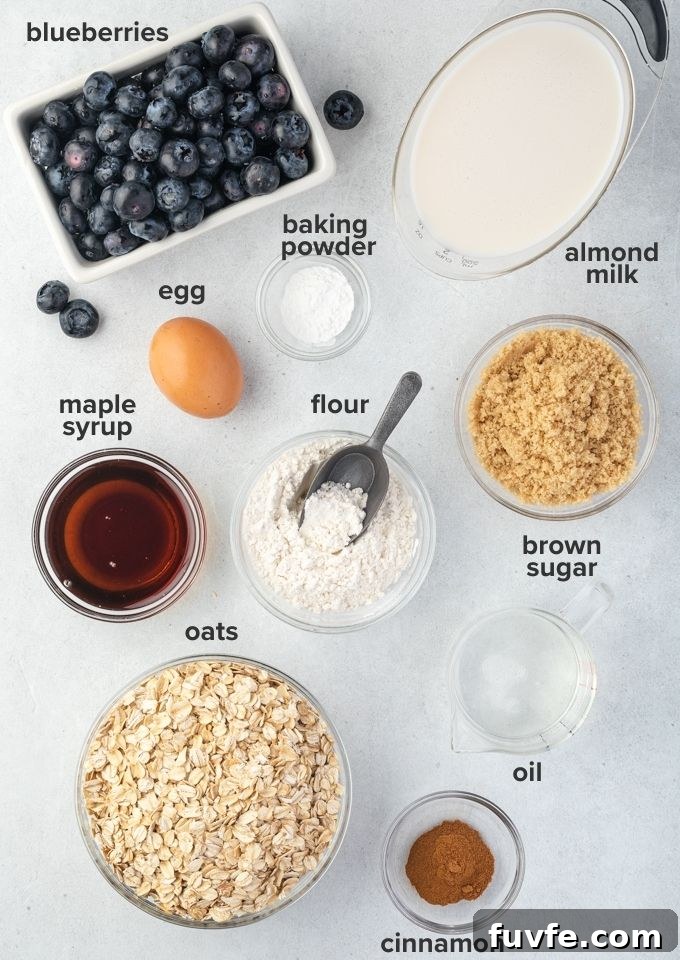 Make Ahead Blueberry Baked Oatmeal 3 Blueberry baked oatmeal ingredients