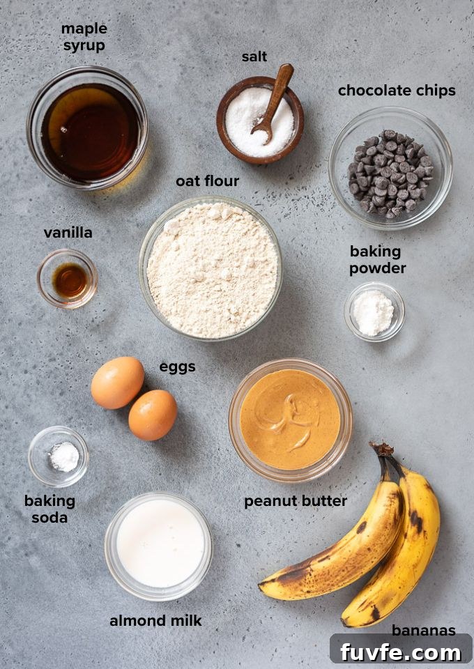 Peanut butter banana muffins recipe ingredients