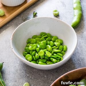 Cooked fava beans in a bowl