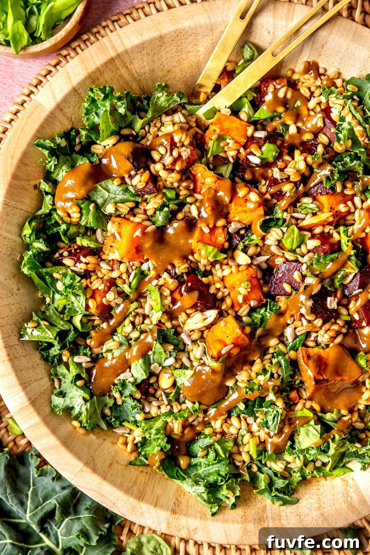 Warm Winter Harvest Salad with Roasted Shallot Vinaigrette 2 Warm Winter Salad with Roasted Shallot Dressing - Olivia Adriance