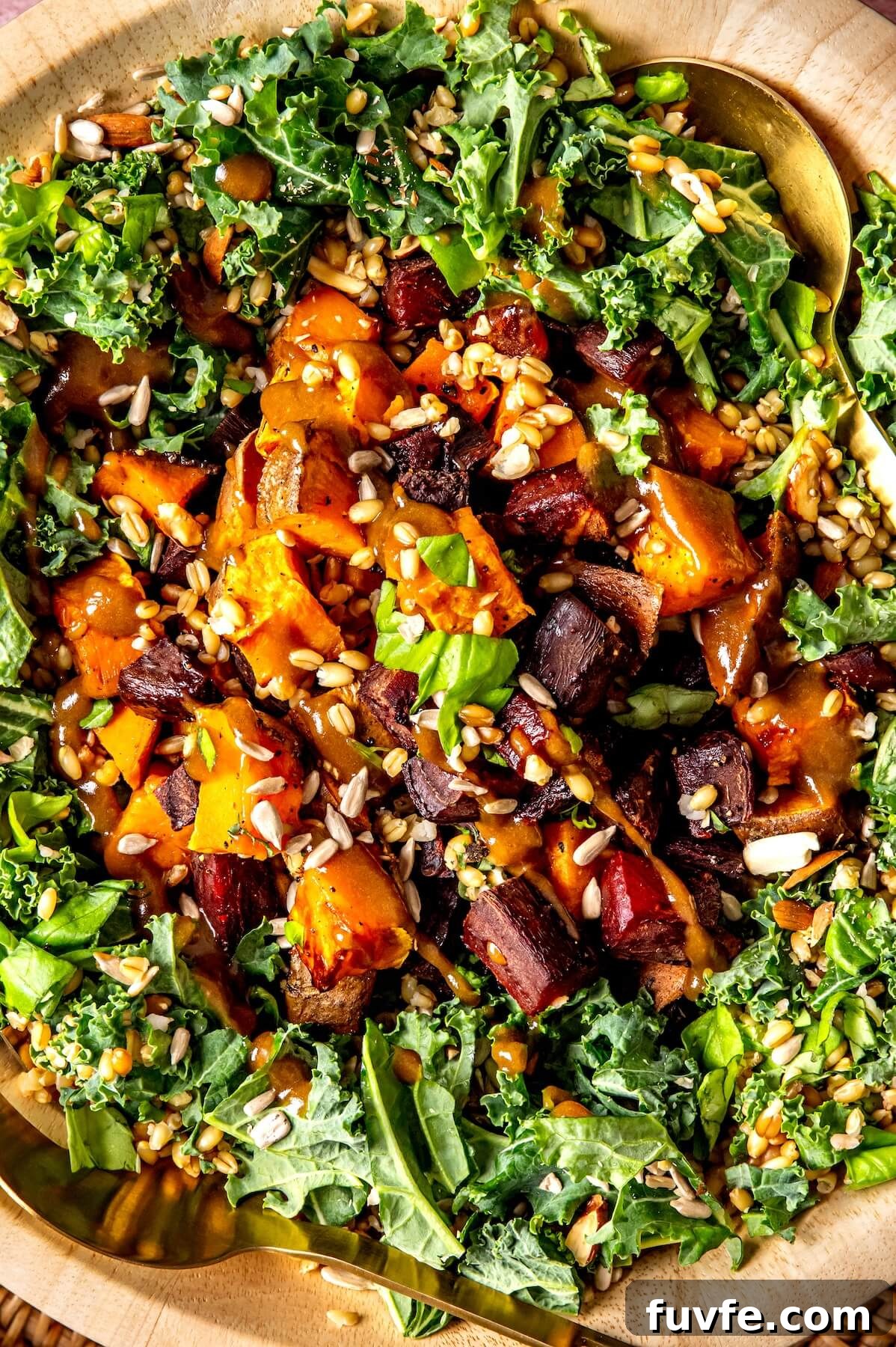 Warm Winter Harvest Salad with Roasted Shallot Vinaigrette 3 Warm Winter Salad with Roasted Shallot Dressing - Olivia Adriance