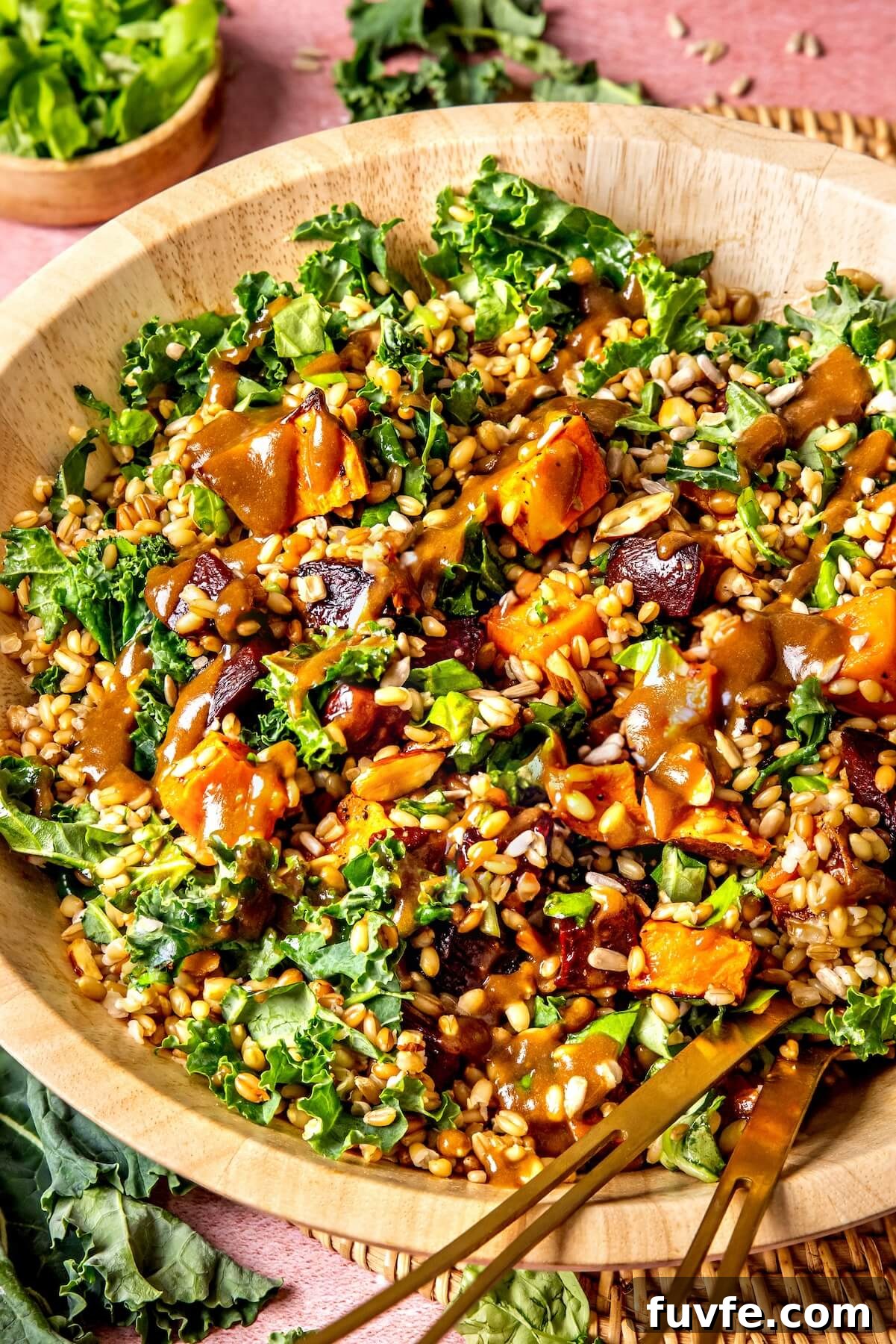 Warm Winter Harvest Salad with Roasted Shallot Vinaigrette 4 Warm Winter Salad with Roasted Shallot Dressing - Olivia Adriance