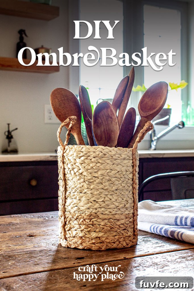 Create a Stunning Ombré Basket: Step-by-Step DIY Guide 2 Learn to make an ombre basket with handles in this easy tutorial. This Dollar Tree DIY is perfect for boho decor, the the seagrass basket also works with coastal, transitional, and farmhouse styles.