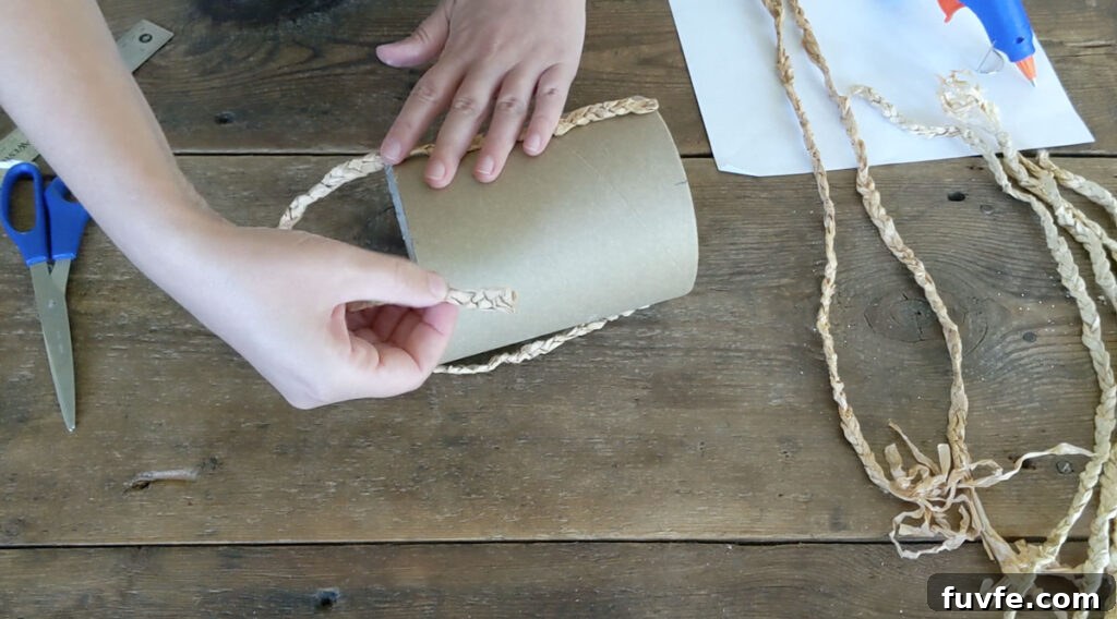 Create a Stunning Ombré Basket: Step-by-Step DIY Guide 7 Attach the basket handles with hot glue