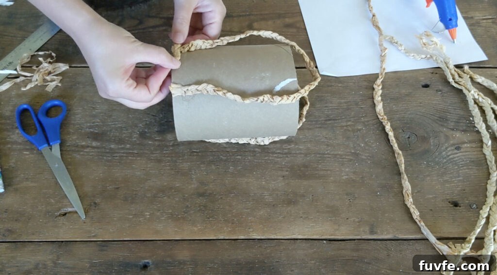 Create a Stunning Ombré Basket: Step-by-Step DIY Guide 8 Wrap first braid over the handle