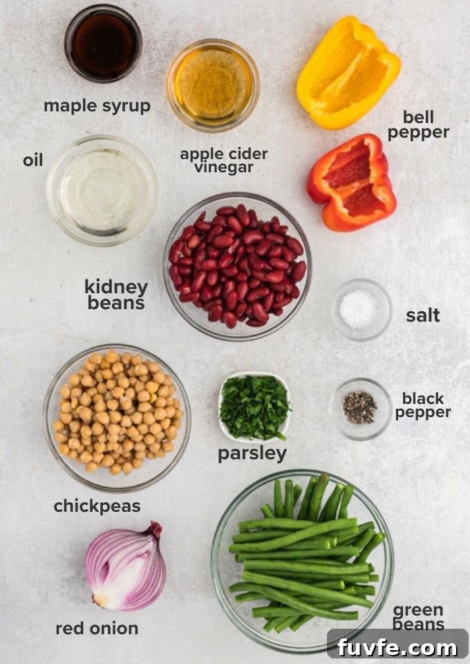 Three bean salad ingredients