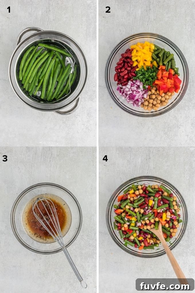 How to make three bean salad collage