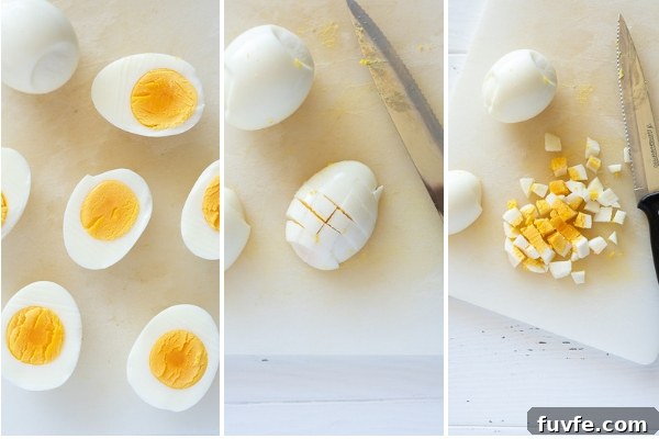 how to cut eggs for egg salad collage