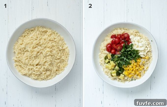 How to make orzo pasta salad collage pin