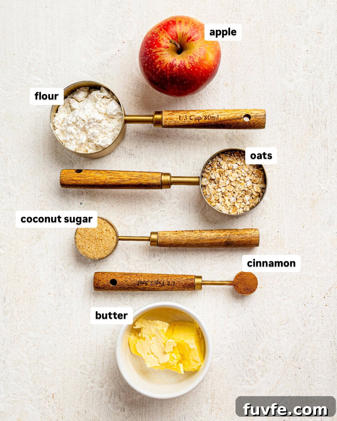 Single Serve Apple Crumble Ingredients.