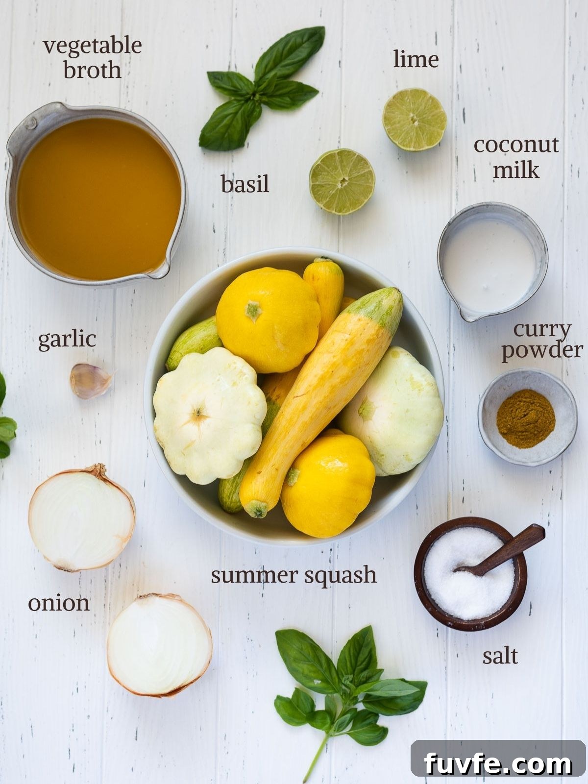 Ingredients for summer squash soup
