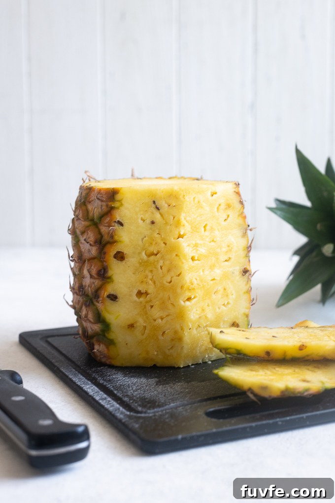 Classic Piña Colada Cocktail Recipe 5 Peel cut from fresh pineapple.