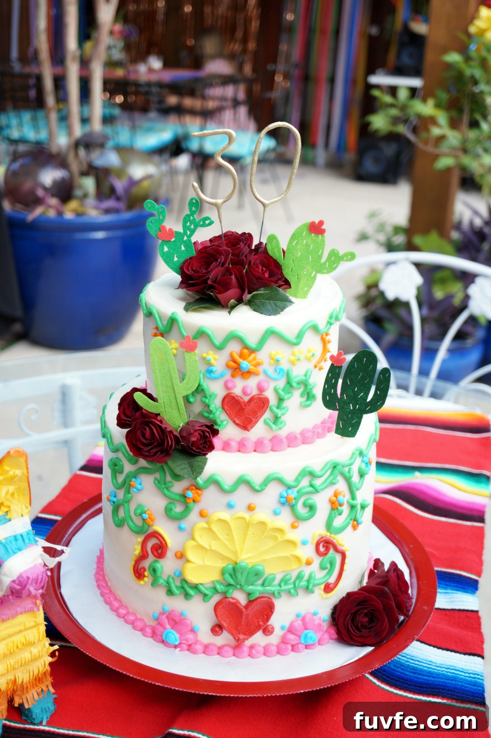 Mexican embroidery birthday cake | The Baking Fairy