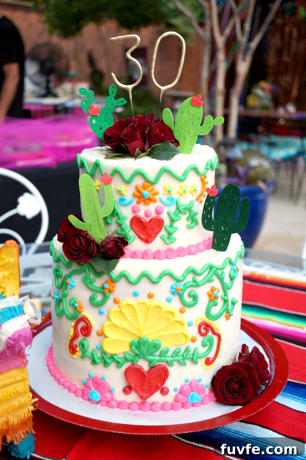 Mexican embroidery birthday cake | The Baking Fairy