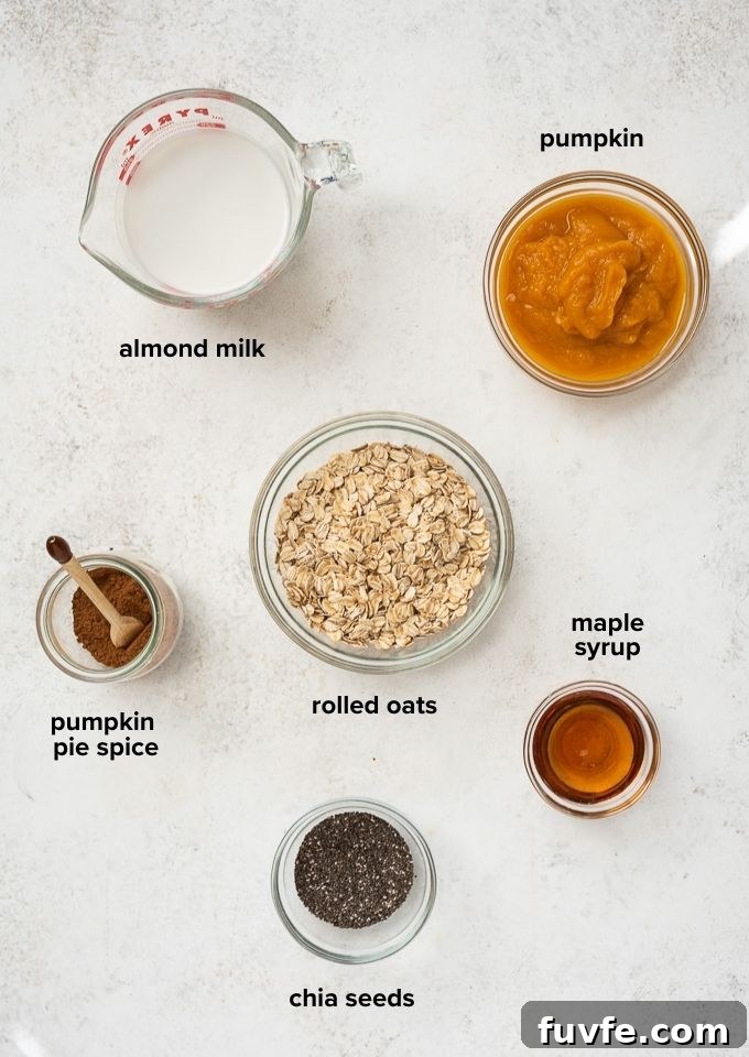 Pumpkin overnight oats ingredients